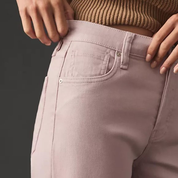 NWT Anthropologie Hudson Rosie High-Rise Wide-Leg Ankle Pink Jeans - Picture 4 of 11